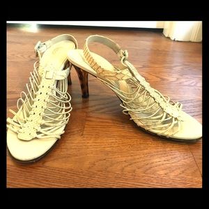 Gorgeous Cream Snakeskin Strappy Versace Heels